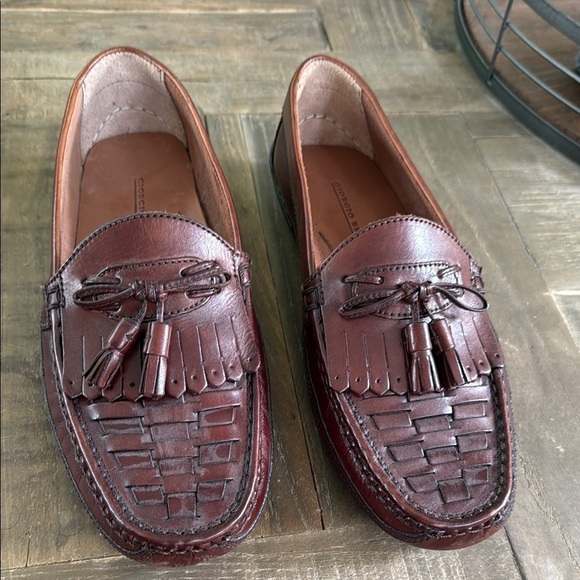 NWOB Giorgio Brutini Brown Leather Slip-On Loafers with Tassels - Picture 1 of 5